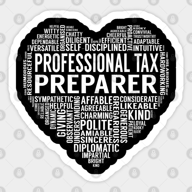 Professional Tax Preparer Heart Sticker by LotusTee